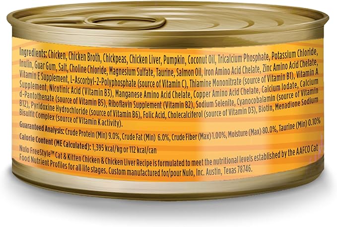 Nulo Freestyle Chicken & Chicken Liver Recipe Pate Wet Canned Cat Food, 2.8 Ounce (Pack of 12)