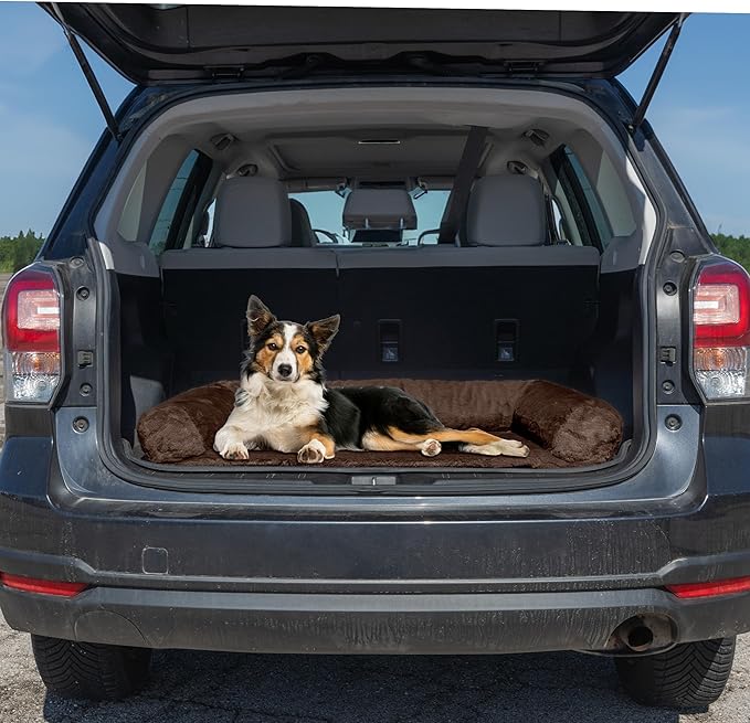 PETMAKER Couch Cover for Dogs Washable - 36x36in Plush Dog Couch Cover Protector for Medium Pets - Washable Pet Furniture Protector with Foam Bolster and Non-Slip Bottom - Puppy Essentials (Brown)