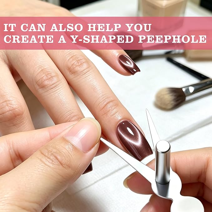 2pcs Ring Cat Eyes Magnet for Nails, Cateye Magnet for Nails, Y-Shaped & Hollow Ring Nail Magnet for Halo, French, Magnetic Nail Art Tool for Home DIY, Beginners & Nail Artists