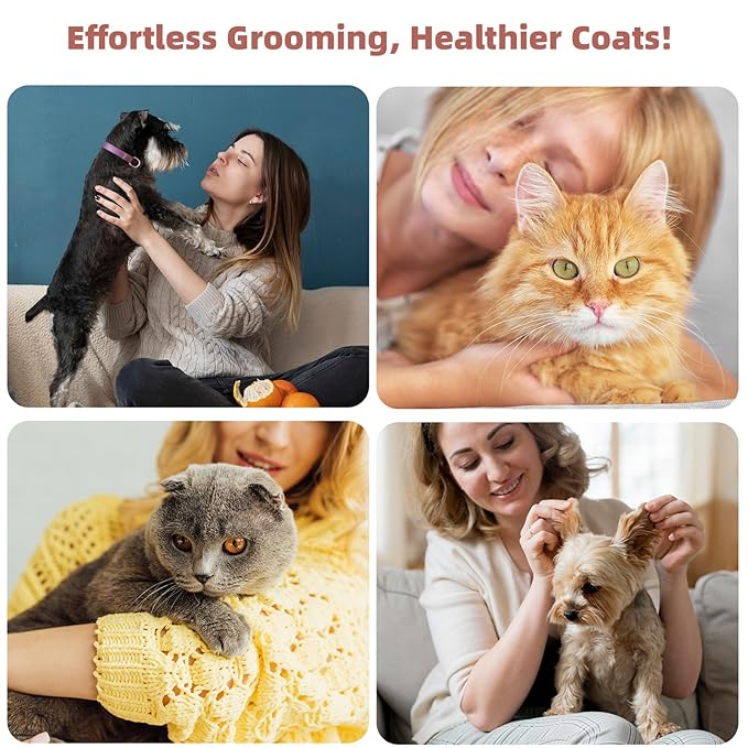 XAQMHSW 3PCS Cat & Dog Brush Set: Slicker & Deshedding Brush, Dematting Comb, and Bath Brush – Premium Grooming Tools for Shedding & Tangle-Free Fur (Pink)