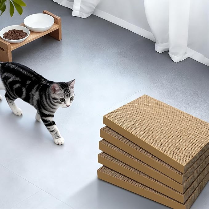 5 Packs Cat Scratcher, 5 Packs Refill Cat Scratching Pad Cardboard for Indoor Cats and Kitten, Large Size Durable&Premium Recyclable Cardboard Cat Scratcher