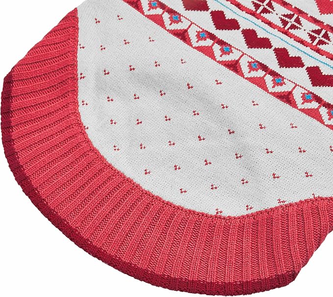 Blueberry Pet Fair Isle Style Chic Coral Pullover Dog Sweater with Heart, Back Length 10", Pack of 1 Clothes for Dogs