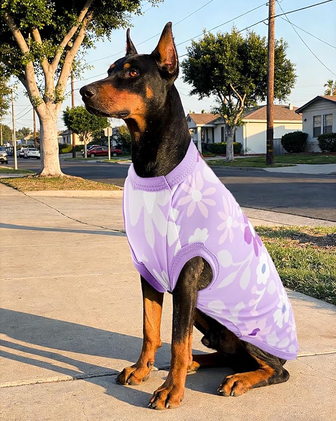 PET SHOW 4 Pack Summer Dog Shirts for Large Dogs Girl UPF 50+ UV Sun Protection Cooling Clothes Tank Top Floral Dog T-Shirts Pet Holiday Party Sleeveless Vest Pink(XXX-Large)