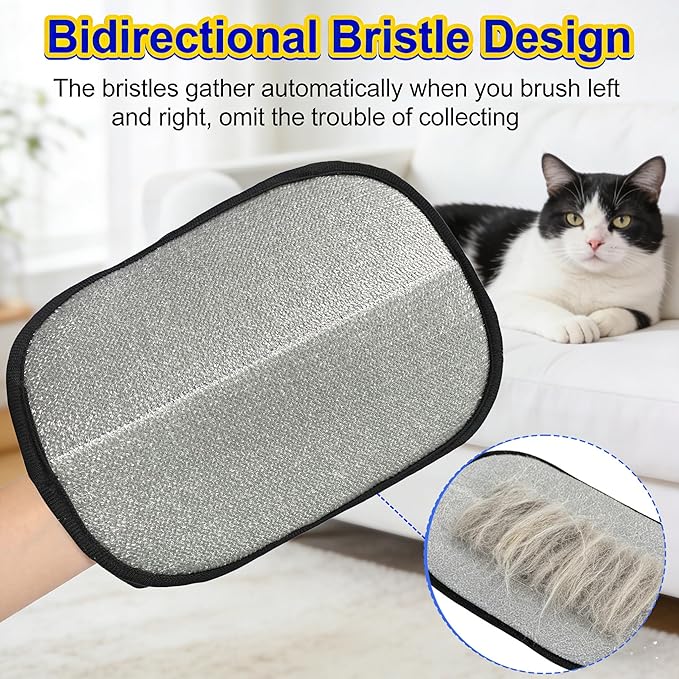 Pet Hair Remover Glove for Carpet, Reusable Dog & Cat Hair Removal Tool for Couch, Furniture, Rug, Car Seat & Clothing, Electrostatic Lint Cleaner with Large Cleaning Surface