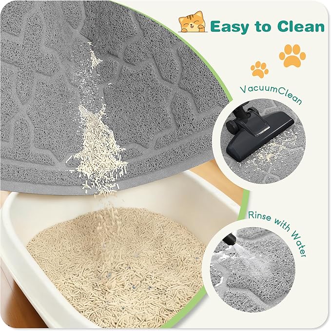 Yimobra Cat Litter Mat, Litter Trapping Waterproof Non Slip PVC Mat, Scatter Control Easy Clean for Litter Box, 24"x20", Grey