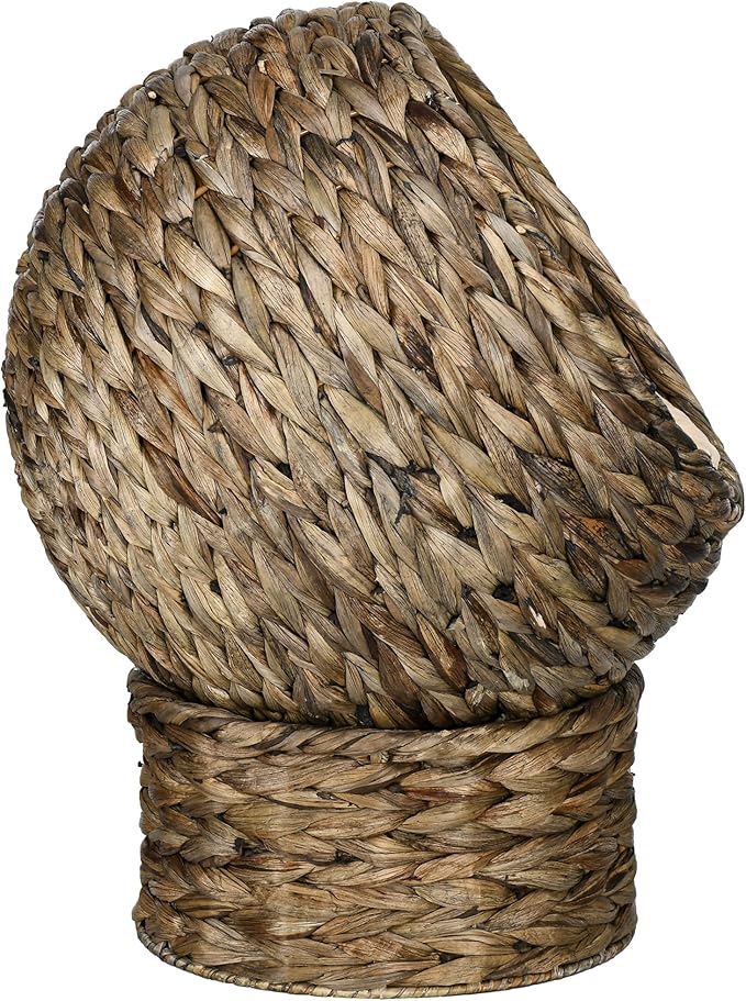 PawHut Handwoven Elevated Cat Bed with Soft Cushion & Egg Chair Shape, Basket Bed Kitty House with Stand, Raised Wicker House for Indoor Cats, 20" H, Gray