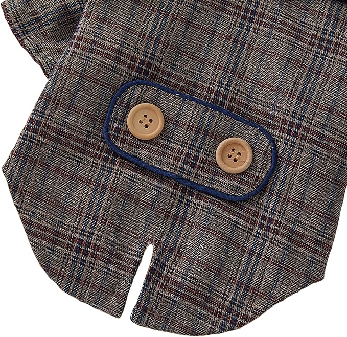 GabeFish Pets Wedding Jackets Suit for Dogs with Bow Tie Puppy Cat Formal Clothes Shirt Tuxedo (Brown, S (Chest 12.9in/33cm))