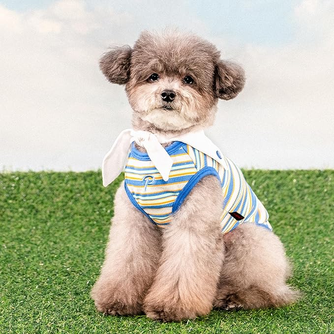 Puppia Perri Dog Shirt Round NeckTrendy Fashionable Cute Dog Apparel for Small and Medium Dogs, Blue, X-Large
