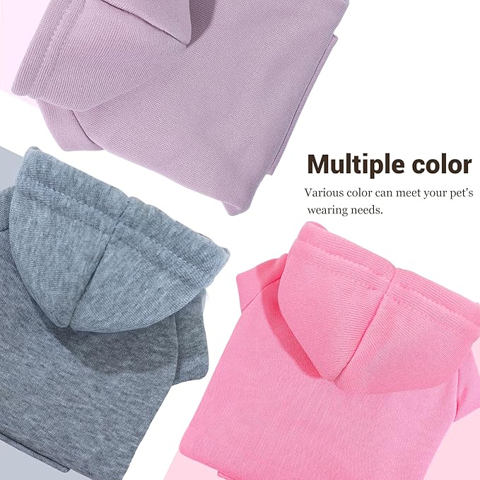 2 Pieces Dog Hoodies for Small Dogs, Cute XXS Dog Sweaters with Hood, Classic Puppy Sweatshirt with Pockets, Winter Pet Clothes with Fleece Lined, for Tiny Doggie Like Chihuahua Yorkie, Blue Purple