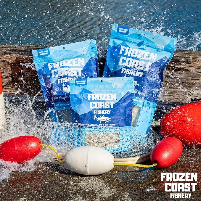 Frozen Coast Freeze-Dried Wild-Caught Salmon Cat & Dog Treats-Single-Ingredient, Omega-3, Grain-Free (5 oz Bag)