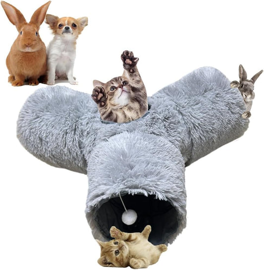The Ultimate 3-Way Cat Tunnel: Why This Grey Plush Tube is a Game-Changer for Your Pet’s Playtime