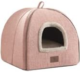 WINDRACING Cat Bed for Indoor Cats - Cat Cave Beds Cat House Cat Tent with Removable Washable Cushioned Pillow Light Pink, L(17.5 X 17.5 X 17.5 Inch)