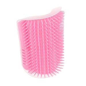 Cat Self Groomer – Wall Corner Grooming Brushes for Cats and Small Pets – Soft Massage Brush for Shedding Control and Face Rubbing (Pink)