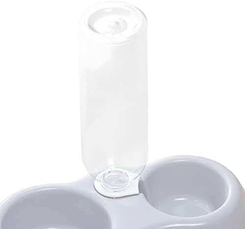 2 in 1 Double Cats Dogs Bowls Puppy Feeder Pets Water and Food Bowl Set for Drinking, Watering, Kitty, Small Animals, Kitten (Gray)