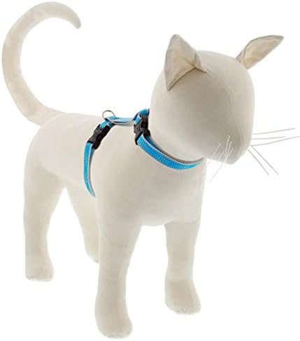 Lupine Reflective Cat and Small Pet H-Style Harness in 1/2" Wide Blue Diamond with 12" to 20" Adjustable Girth