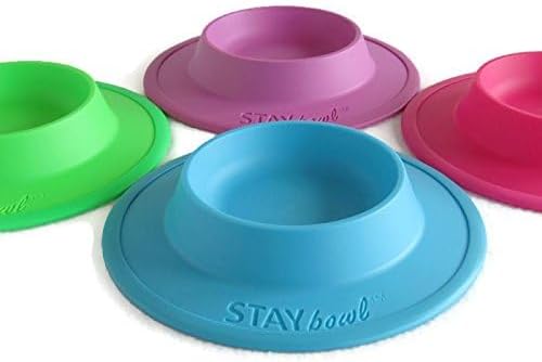 Pet Food and Water Bowl for Cats, Toy Breed Dogs, Bearded Dragons, Turtles, and Small Pets (3/4 Cup in Four Colors (Sky Blue)