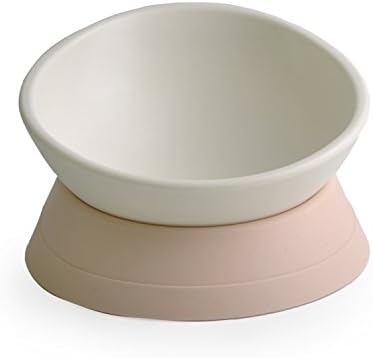 Dual Purpose Slanted Dog Cat Food Bowl Cat Dish Dog Bowl Pet Sterile Tableware Pet Feeding Watering Supplies (Ivory White)