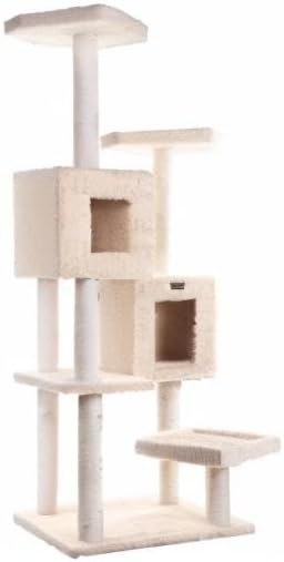 Armarkat A6702 Pet Cat Tree with Two Real Wood Houses, 67", Beige