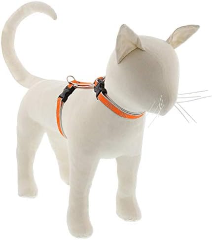 Lupine Reflective Cat and Small Pet H-Style Harness in 1/2" Wide Orange Diamond with 9" to 14" Adjustable Girth