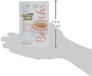 Purina Fancy Feast Lickable Wet Cat Food Broth Complement, Classic With Wild Salmon and Vegetables, (Pack of 16) 1.4 oz. Pouches