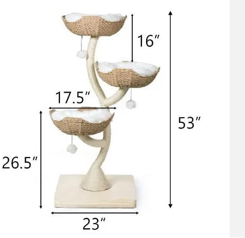 Natural Wood Cat Tree Halloween Wood Scratching Tower Bed Hammock Large Size Cats Perfect Toy Climbing Cat Tree Basket