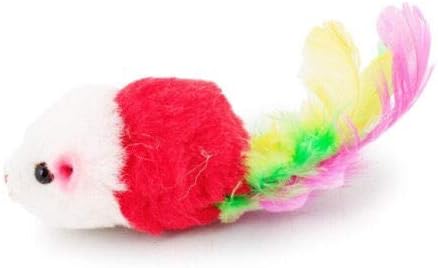 VOVIGGOL Cat Mice Toys for Indoor Cats 12PCS, 5 Color Variety Mouse Cat Toy for Cats, Furry Cat Toy Mice Rattle Small Mouse Kitten Interactive Play