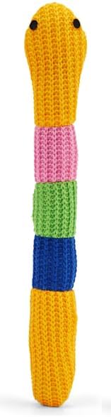 Crochet Snake Cat Toy with Certified Organic Catnip – Soft Crocheted Plush, Interactive Chew & Dental Toy for Cats & Kittens, X-Small (Yellow, 1 Pack)
