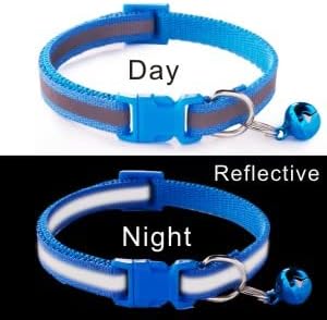 Puppy Collar with Bell, 2-Pack Basic & Reflective Cat Collar with Bells for XXS Xs Small Pet Dogs Boy Tiny Kitten Male Animal, Neck 7-12 inch (Purple)
