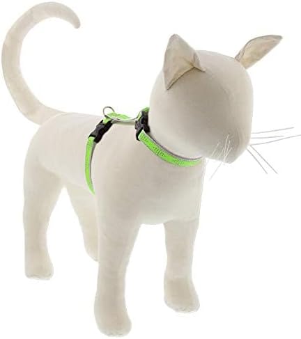 Lupine Reflective Cat and Small Pet H-Style Harness in 1/2" Wide Green Diamond with 9" to 14" Adjustable Girth