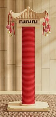 Premium Natural Hemp Tall Pagoda Cat Scratcher, Durable Cat Scratching Post for Indoor Cats, Stable Climbing Pole, Furniture Protector, Cat and Kitten Play Tower and Activity Center