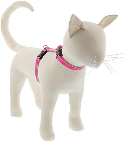 Lupine Reflective Cat and Small Pet H-Style Harness in 1/2" Wide Pink Diamond with 9" to 14" Adjustable Girth