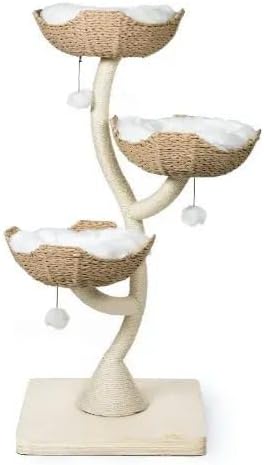 Natural Wood Cat Tree Halloween Wood Scratching Tower Bed Hammock Large Size Cats Perfect Toy Climbing Cat Tree Basket