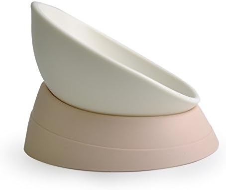 Dual Purpose Slanted Dog Cat Food Bowl Cat Dish Dog Bowl Pet Sterile Tableware Pet Feeding Watering Supplies (Ivory White)