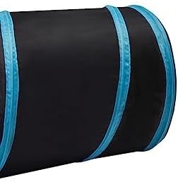 Cat Tunnel Tube Toy Collapsible 3 Way Black Blue, Pet Tunnels for Indoor Cats, Play Tubes with Hanging Ball Perfect Interactive Toys for Fun Playtime & Exercise for Kitten, Puppy, Rabbit