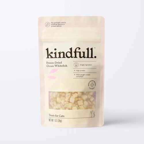 Kindful Whitefish Flavor Freeze-Dried Cat Treats, Single Ingredient, High Protein, 1 oz