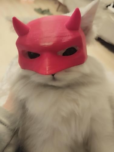 Red Bat Cat Mask for Indoor Cats, Handmade Superhero Cosplay Christmas Costume Mask for Cats, Funny Pet Photo Prop and Party Accessory – Small-Medium Size (Red)