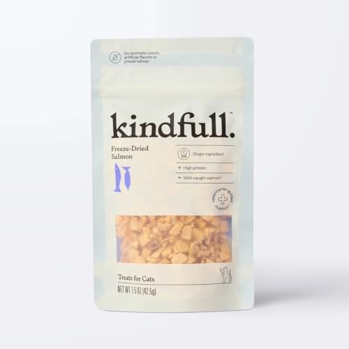 Kindful Salmon Flavor Freeze-Dried Cat Treats, Single Ingredient, High Protein, 1.5 oz