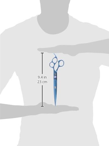 ShearsDirect Japanese 440 Stainless Steel Grooming Shear, 8.5-Inch, Curved Blue Titanium