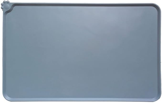 Silicone Dog Cat Bowl Mat，Waterproof Slip Resistant Silicone Pet Feeding Mat，Anti-Slip Pet Bowl Mats Cats and Dogs Food Water Placemat Tray，Raised Edges to Prevent Water Spills on Floor (Grey)