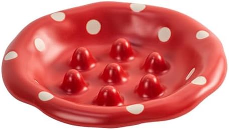 Ceramic Elevated Dog Cat Food Bowl Set with Wooden Stand, Raised Cat Slow Feeders, no Black Chin, Pet Food and Water Dishes, for Kitten Pubby Small Animal