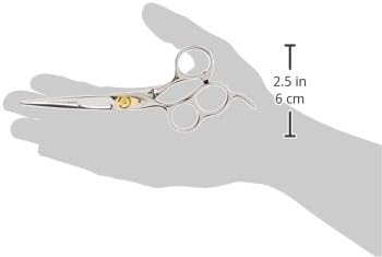 TAMSCO Diamond Offset Handle Shear 6.5-Inch with Finger Rest Semi-Convex Edge Japanese Stainless Steel Left Handed Triple Ring for Greater Comfort Adjustable Tension Screw