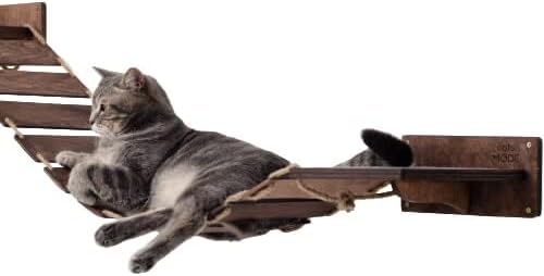 Wood Cat Bridge Cat Steps Cat Bed Wall Cat Toy Rustic Cat Tree Wall Decor Cat Lover Gift New Home Gift Cat Furniture Wall (Dark Walnut, Bridge)