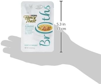 Fancy Feast Purina Broths Classic with Chicken and Vegetables Lickable Wet Cat Food Broth Topper, 1.4 oz Pouches (Pack of 32)