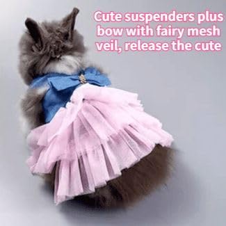 Rabbit Dress Bunny Costume Clothes Skirt Daily Wear Cloth for Small Cat Dog Puppy Chinchilla Guinea Pig, Small Animal Dress for Party Photo (Striped Pink,M)