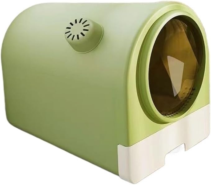 Pet Supplies, Enclosed Cat Litter Box with Lid & Scoop, Splash-Proof Large Pan, Easy Clean(Green)