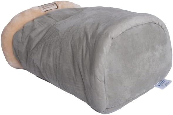 HomeStock Soft Cave Cat Bed - Plush Faux Fur & Suede - Machine Washable - Skid-Free Base - Sage Green & Beige