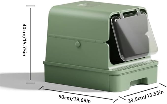 Pet Supplies, Enclosed Cat Litter Box with Door & Drawer, Anti-Splash Lid, Scoop Included(Gray)