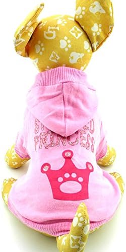 SMALLLEE_LUCKY_STORE Pink Hoodie Hooded Christmas T Tee Shirt Small Dog Christmas Clothes Costume - Spoiled Princess M