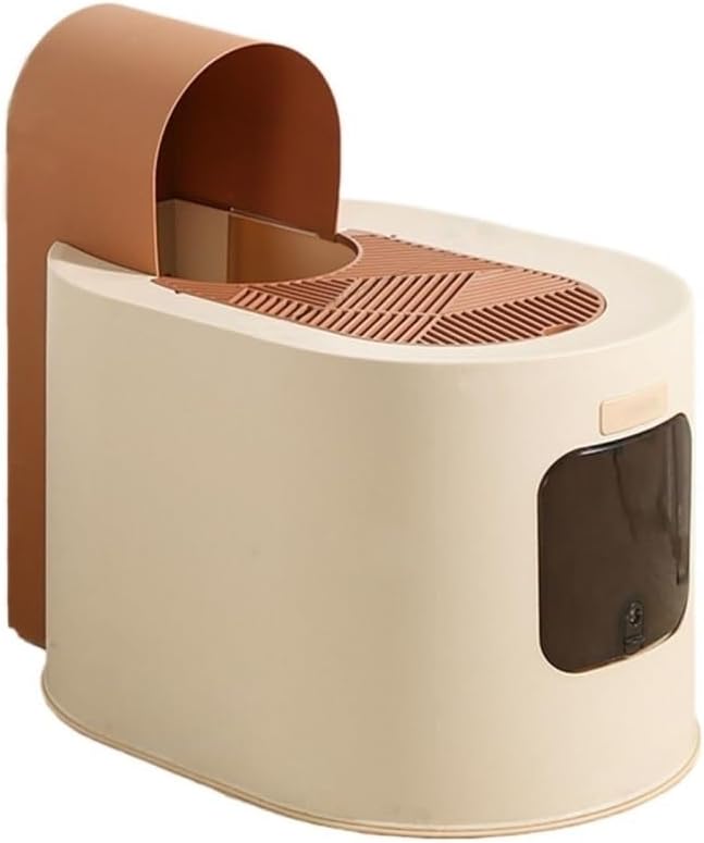 Pet Supplies, Large Hooded Cat Litter Box with Lid,Anti Splash & Easy Clean Tray(Brown)