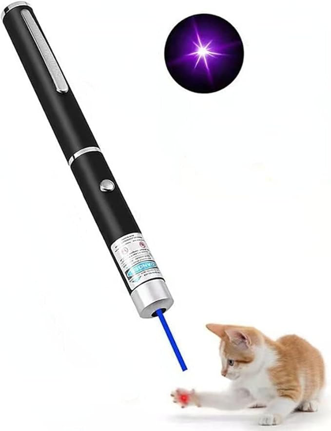 Laser Pointer for Cats Dogs Pet Interactive Toys Laser Presentation Remotes Blue Purple Light Laser Pointer for Cats Chargeable (1 PCS Pack Blue Light, Without Battery)